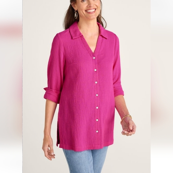 NWOT SOFT SURROUNDINGS PINK ESCAMBIA GAUZE TUNIC SHIRT SZ 3X - Picture 5 of 12